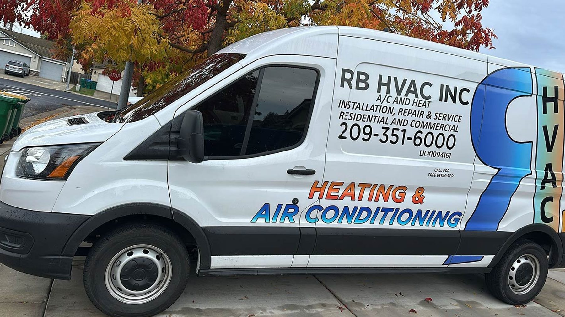 RB HVAC Inc. service van parked outside a customer home.